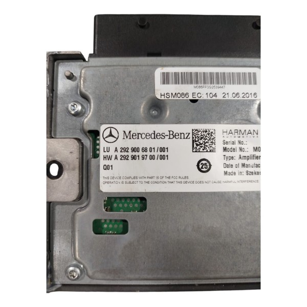 Amplificador Módulo Som Mercedes Gle 43 Amg A2929006801 2017
